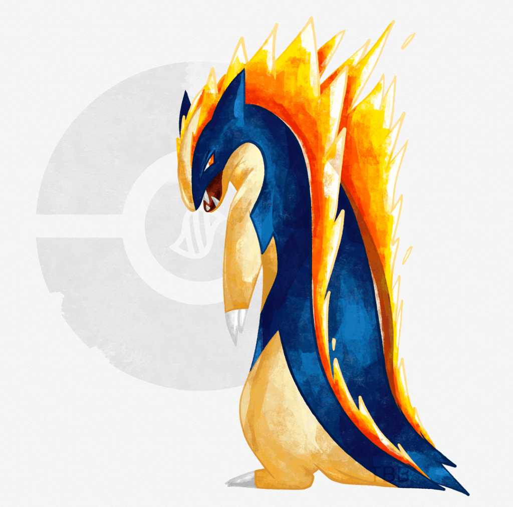 [OC] Mega Typhlosion, based off its pre-evos, badgers, and the move rollout