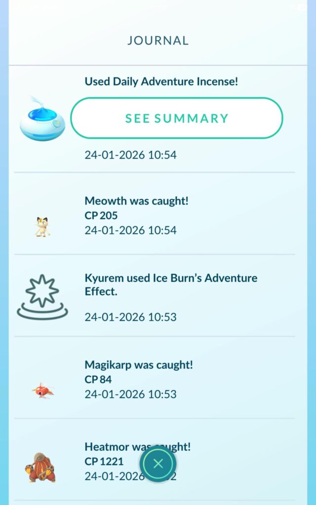 Encountered a bug regarding the Daily Incense and the Kyurem Adventure Effect