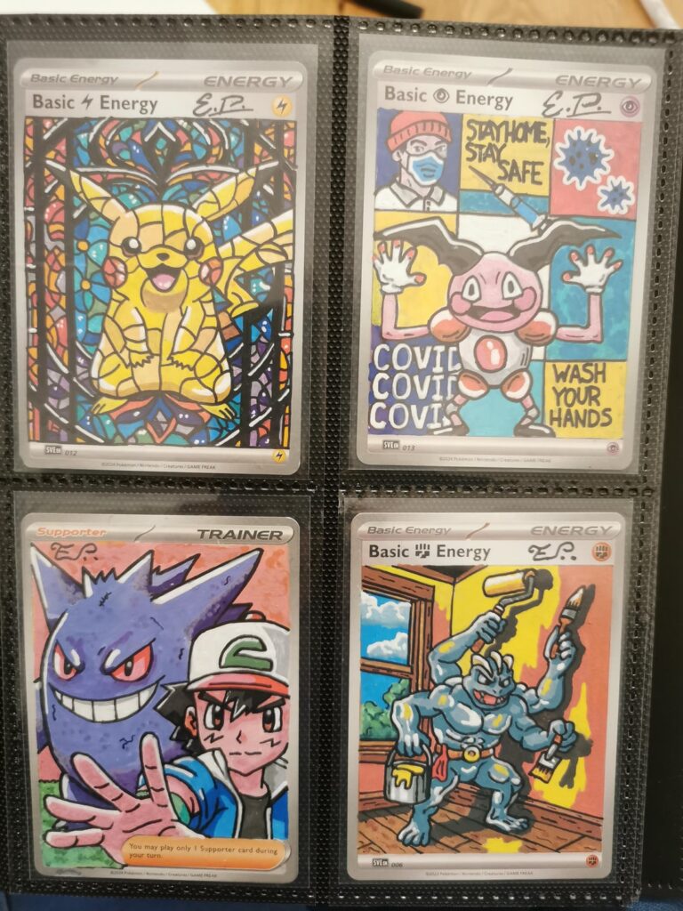 Stained glass Pikachu – start to finish added to my binder.