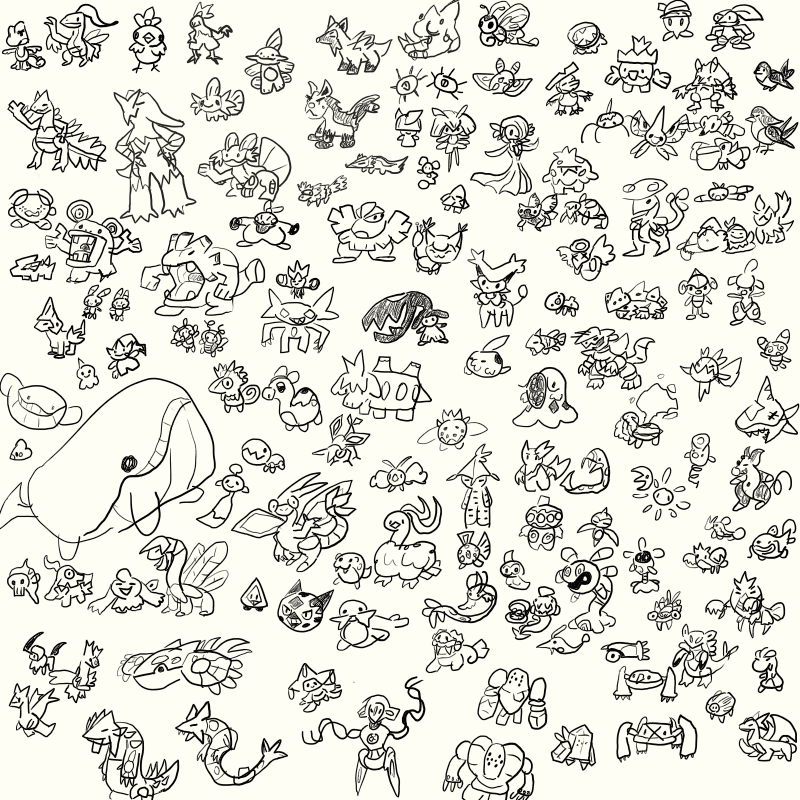 Gen 3 pokemon drawn as goobers! :D (OC)