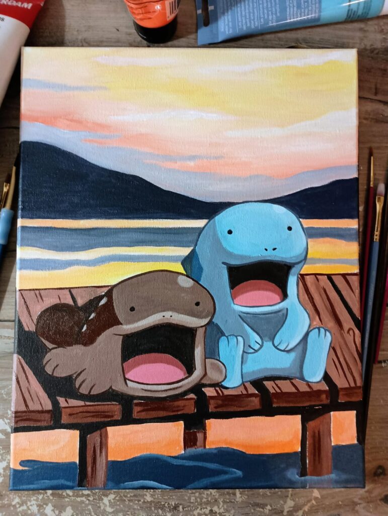 Painted my favorite Pocket TCG artwork. I tried to capture the one brain cell look