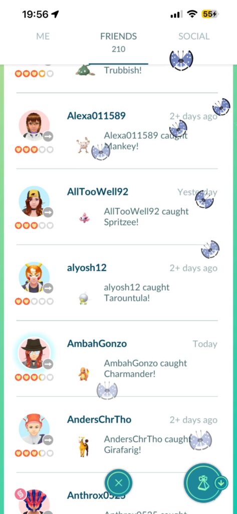 Vivillon stickers all over my friend list