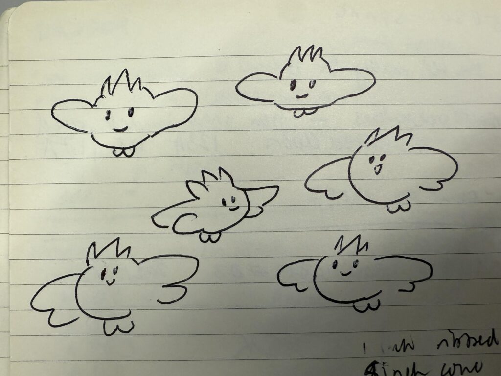 a bunch of togekiss i drew in my work journal because i was bored