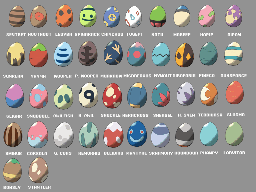[OC] Pokémon eggs (Johto)