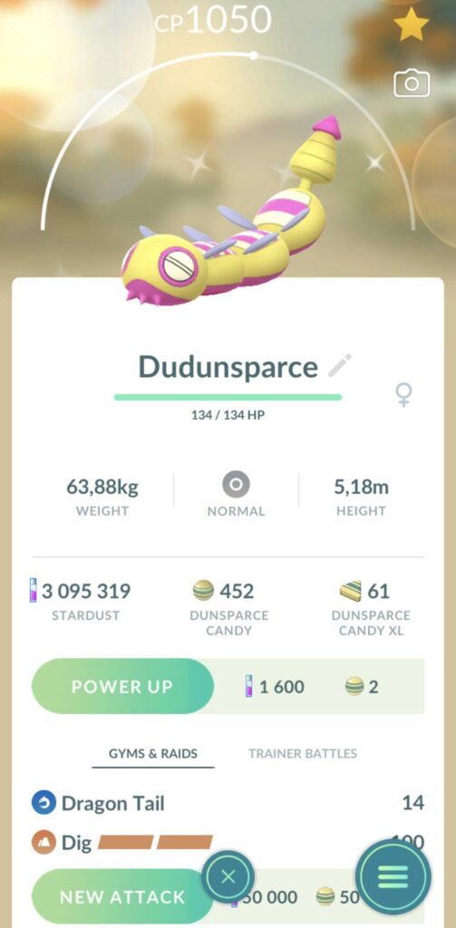 My first Dudunsparce evolution ever 😭