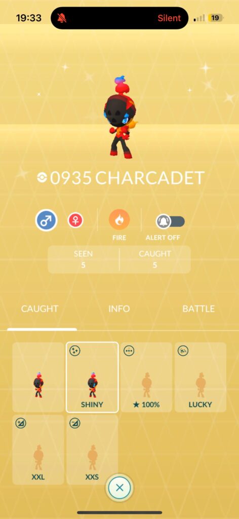 brb crying bc i accidentally transferred a shiny charcadet🥲