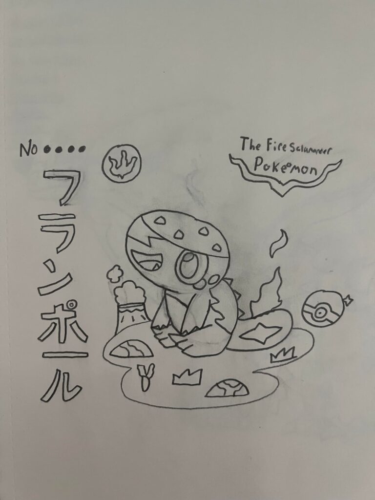 The Fire Starters of my Central/South America Fakemon Region. Flampole, Saleraze, and Jerewt. Fire/Poison