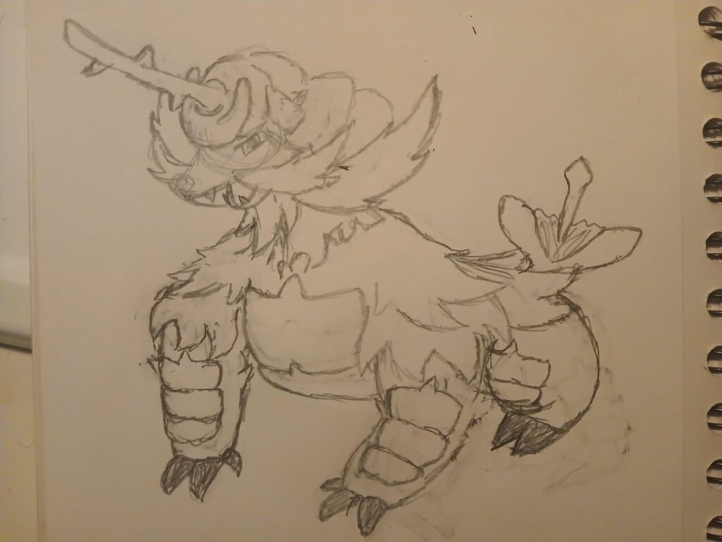 Samurott sketch + slight redesign I did just now [OC]