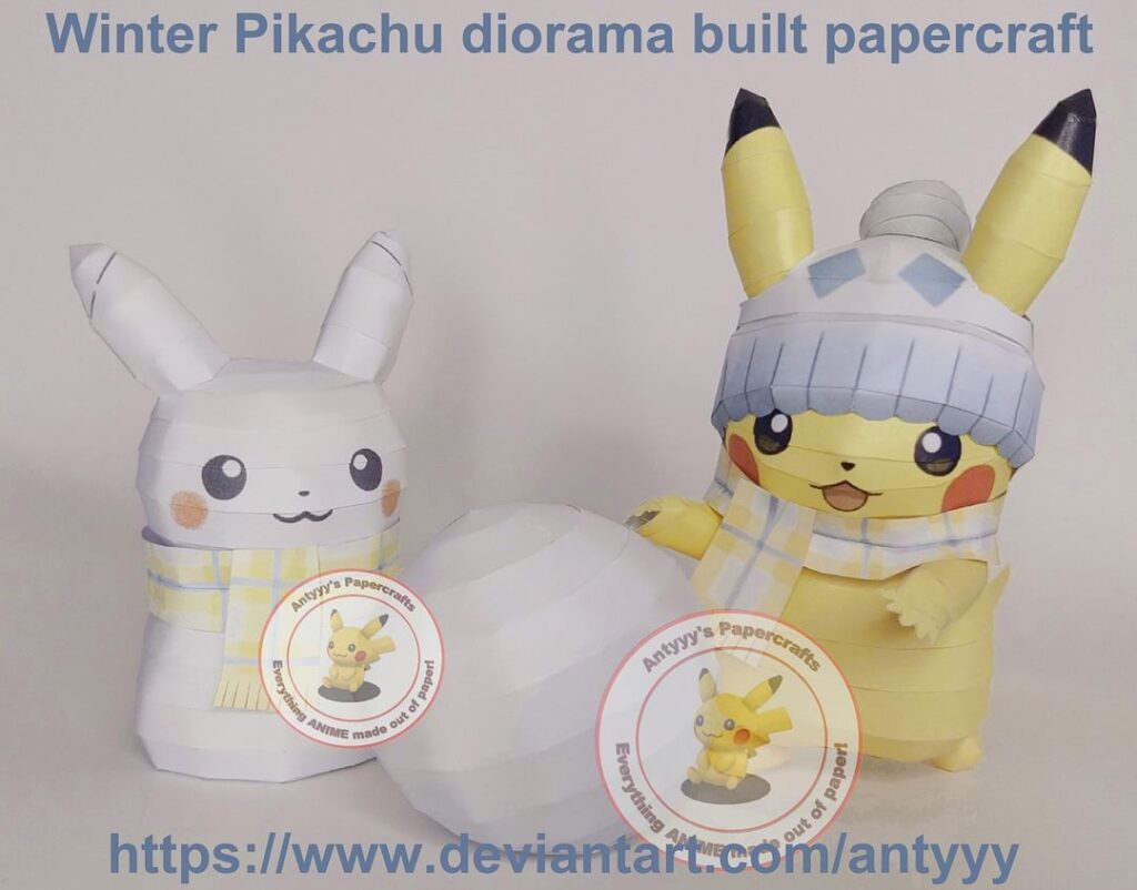 [OC] My handmade Winter Pikachu papercraft