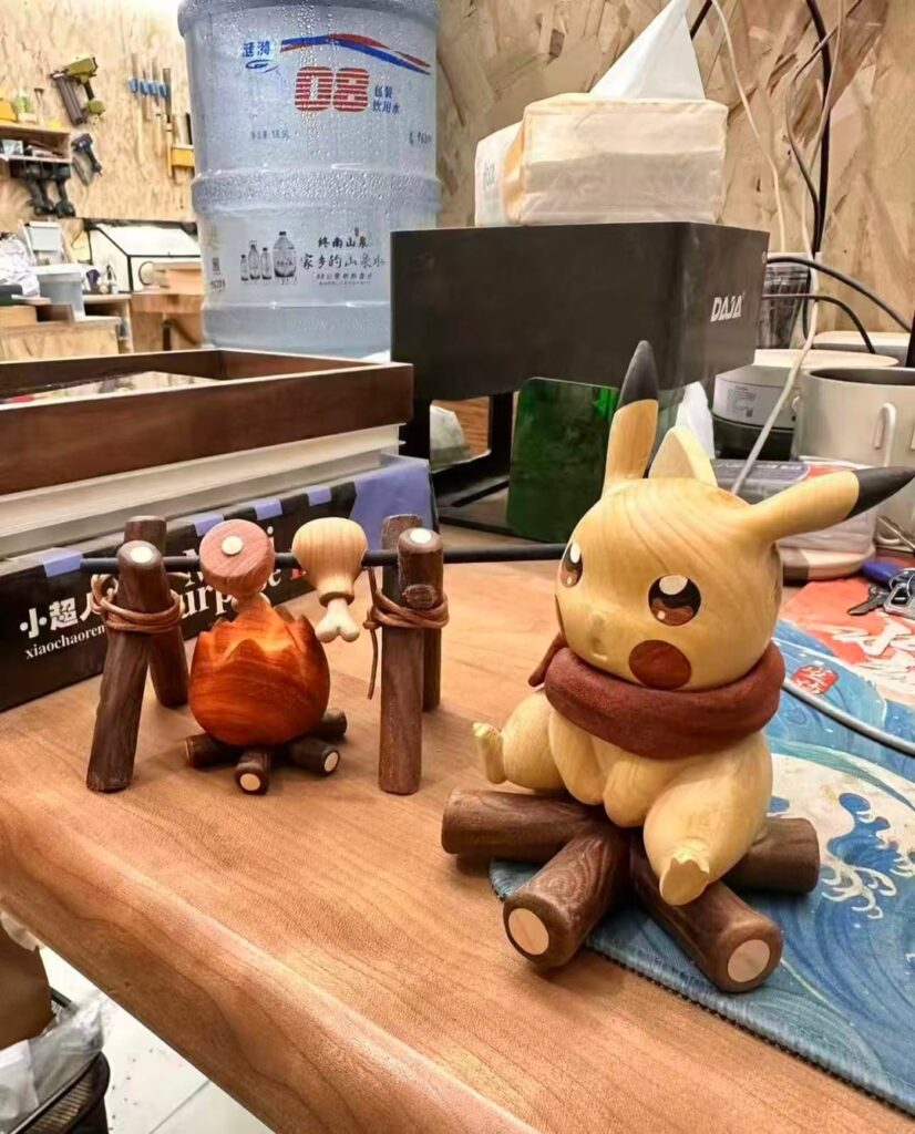 I made a wooden Pikachu and got worried he might be hungry, so I made some BBQ for him. What Pokémon should join the BBQ next?