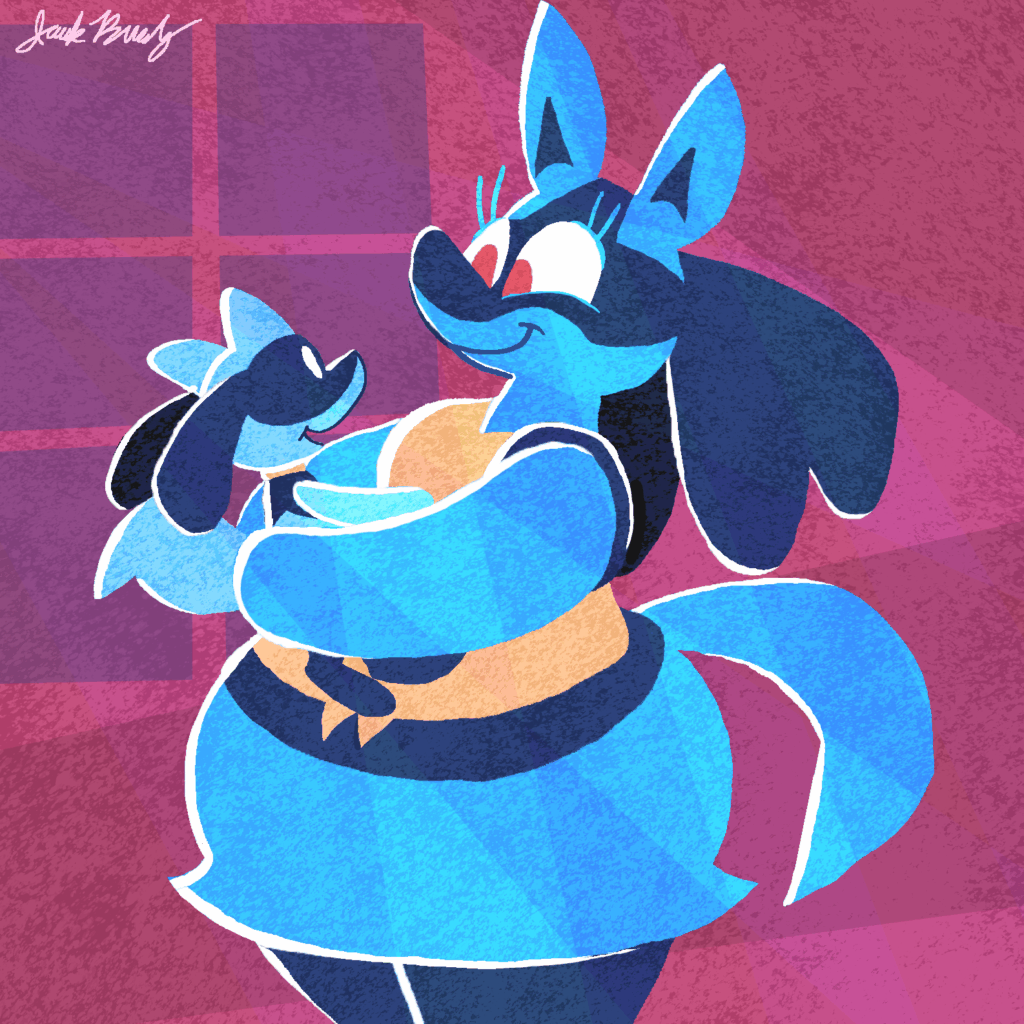 [OC] I could not sleep. So here is a 1AM cartoon of Lucario and Riolu!