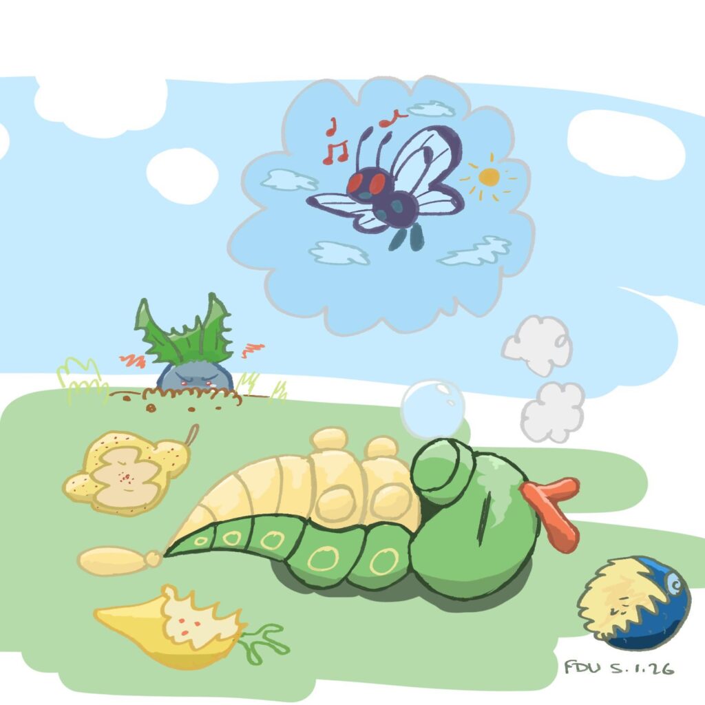 Learning Procreate by drawing Pokemon #4 Caterpie！