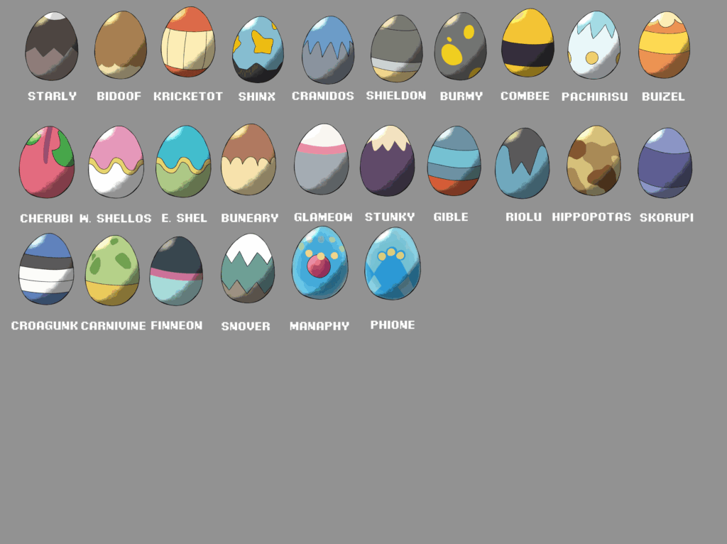 [OC] Pokémon eggs (Sinnoh)