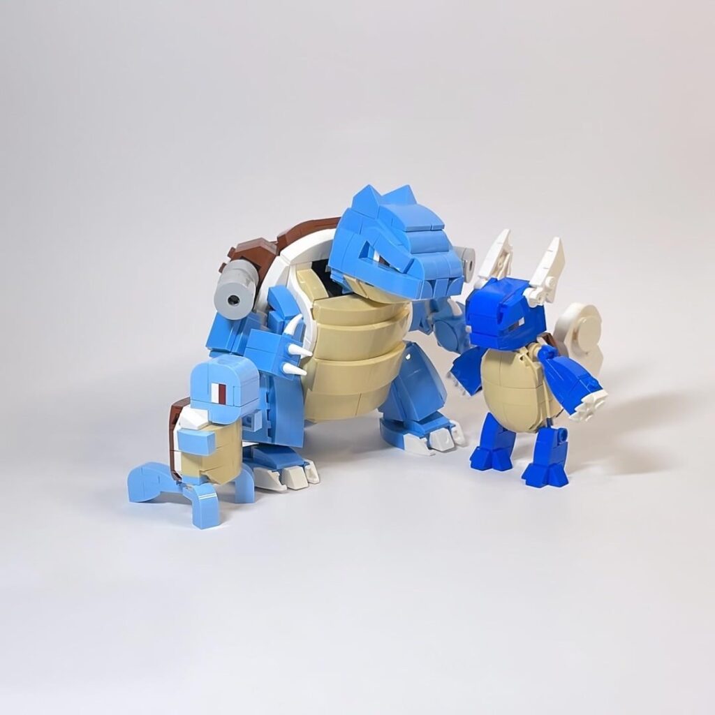 Finally built Squirtle, Wartortle, and Blastoise out of LEGO [OC]