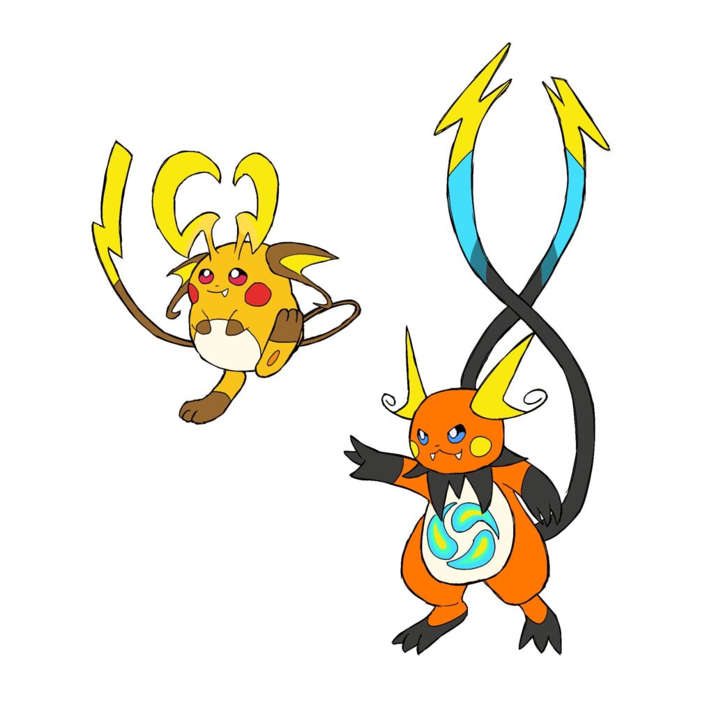 My attempt at redesigning raichu’s megas