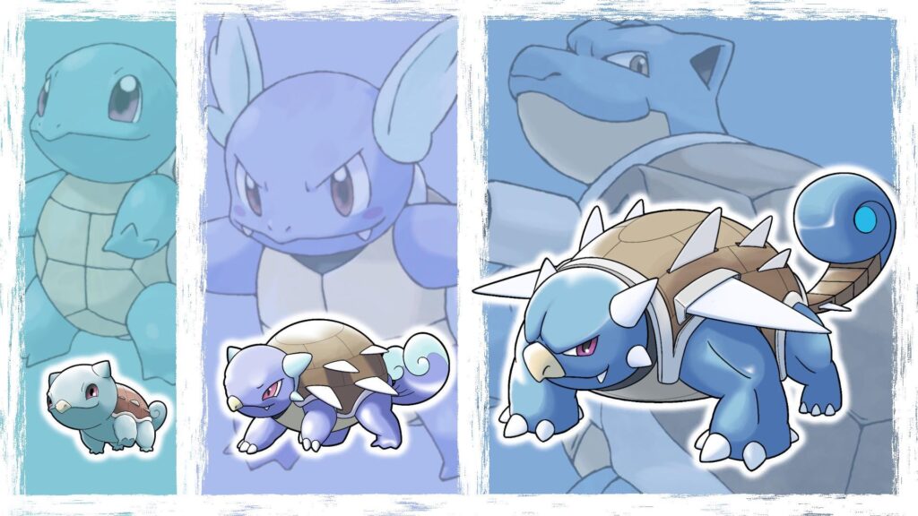 [OC] Reimagining Squirtle line in a Jurassic-inspired setup. Btw, I gave it the name Squirkyl.