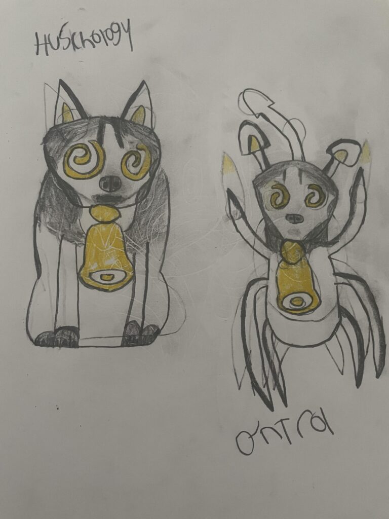 Meet the regional dog and early route dog of my Russia based region Mazemyla: Psychic type huschology (Husky and psychology) and psychic bug type Antrol (Ant and control). Based on Pavlovian conditioning, huskies, and slave ants.