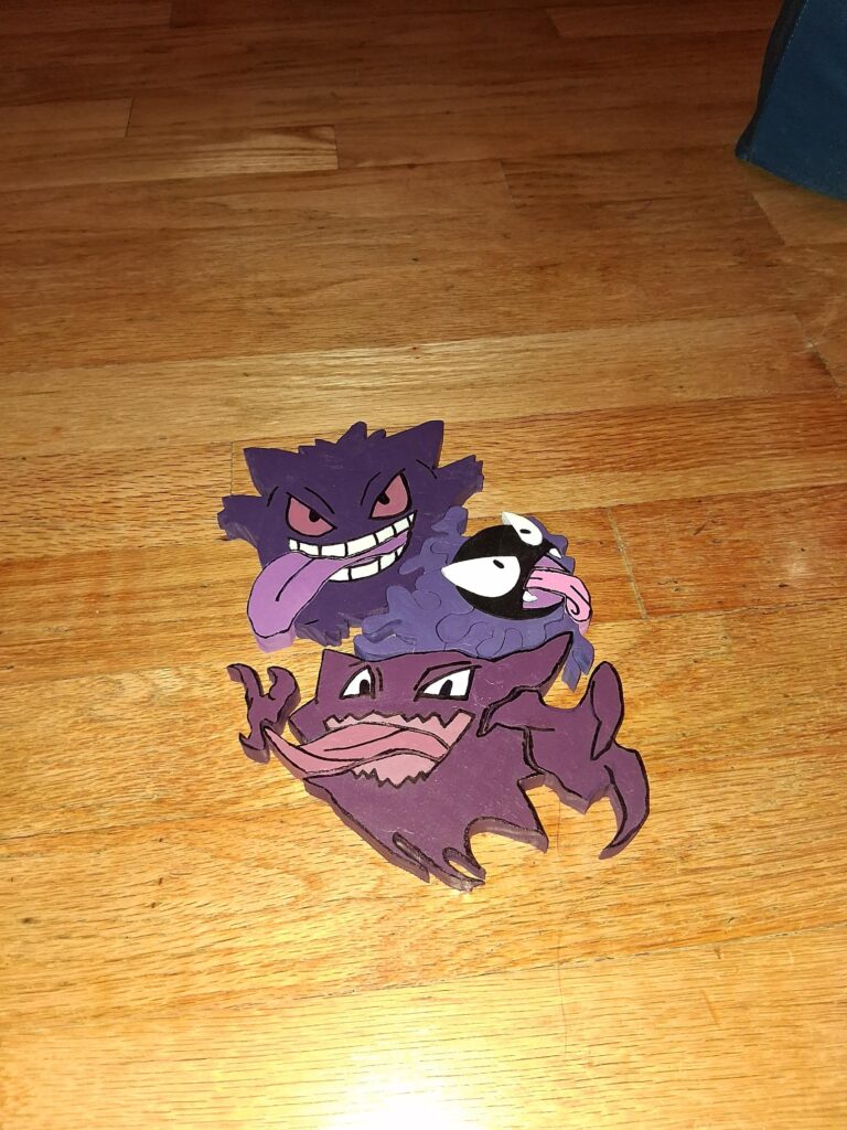 Almost done with this Gastly Evolutions piece | Pokemon wood art