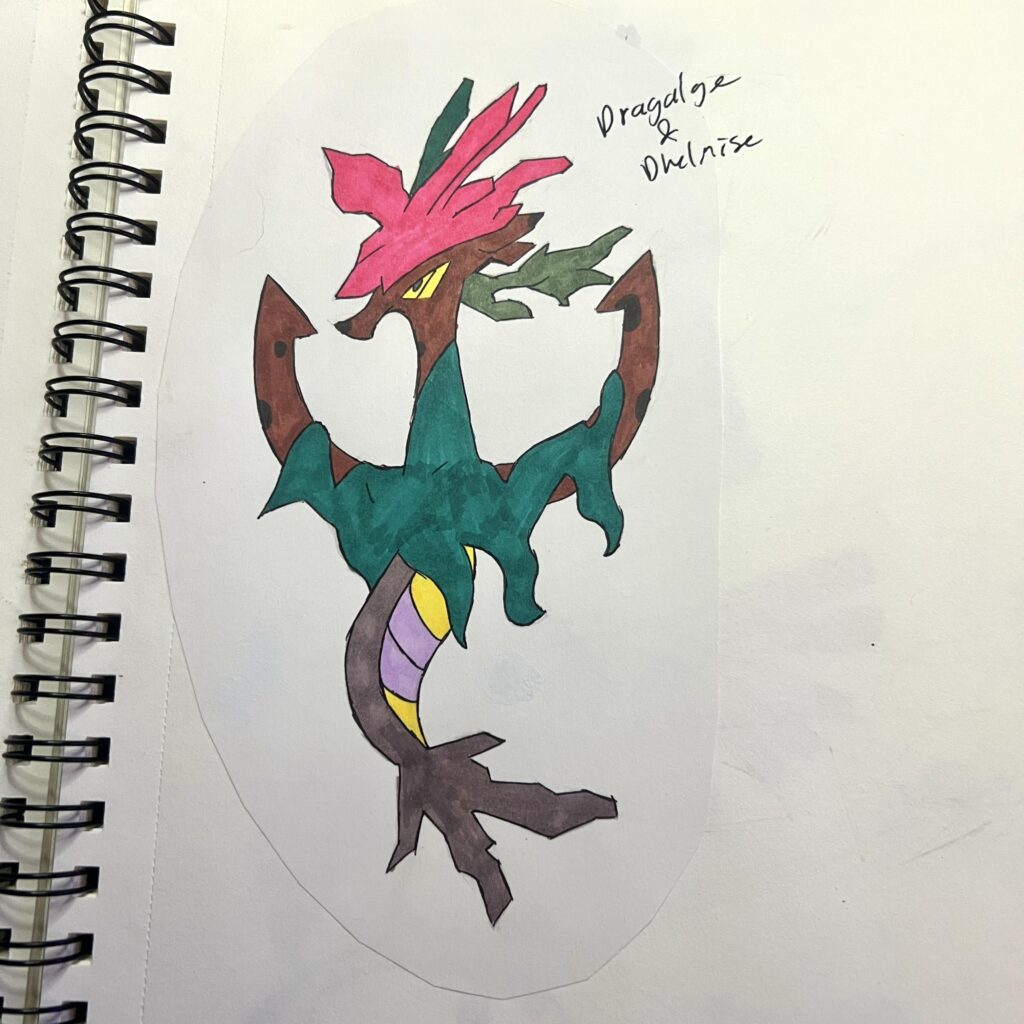 Dhelalge, a Dragalge and Dhelmise fusion. [OC] Type: Grass/Dragon