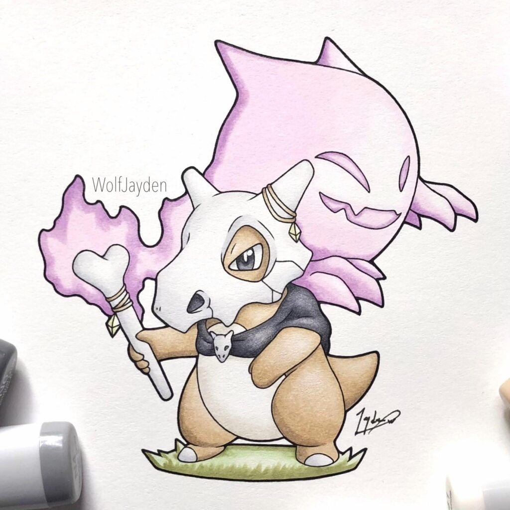 A Cubone necromancer I drew [OC]