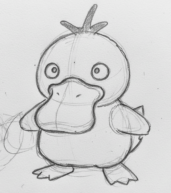 Working on my psyduck drawing, any tips on the background? [OC]