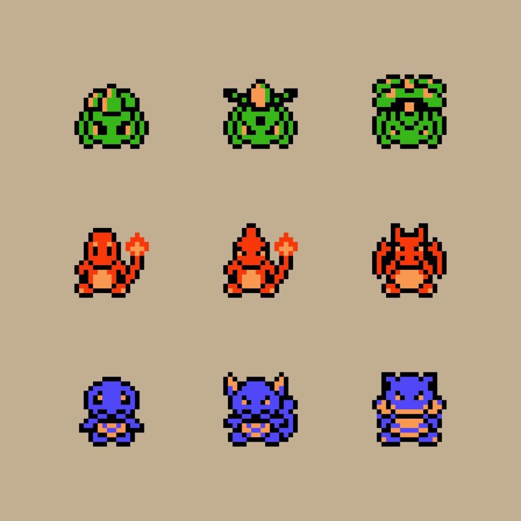 Kanto Starters Mini Sprites 🌿🔥💧