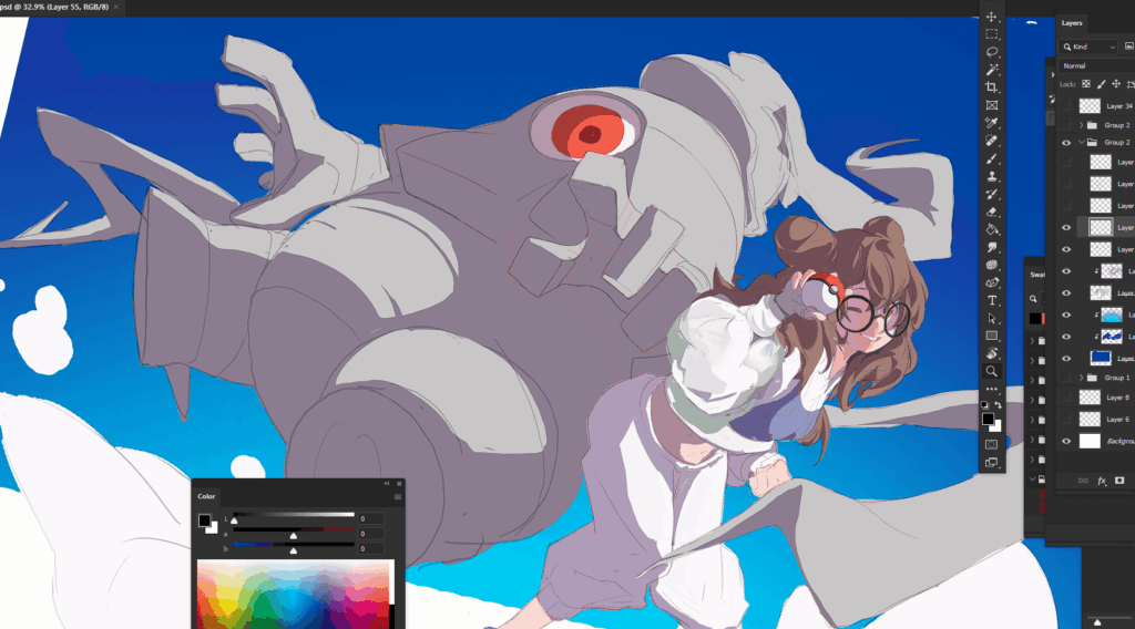 work in progress for Dusclops commission work! (art by me)