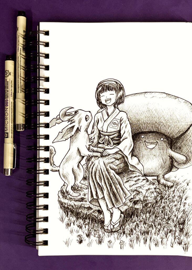 Erika, Leafeon, and Vileplume drawing I did