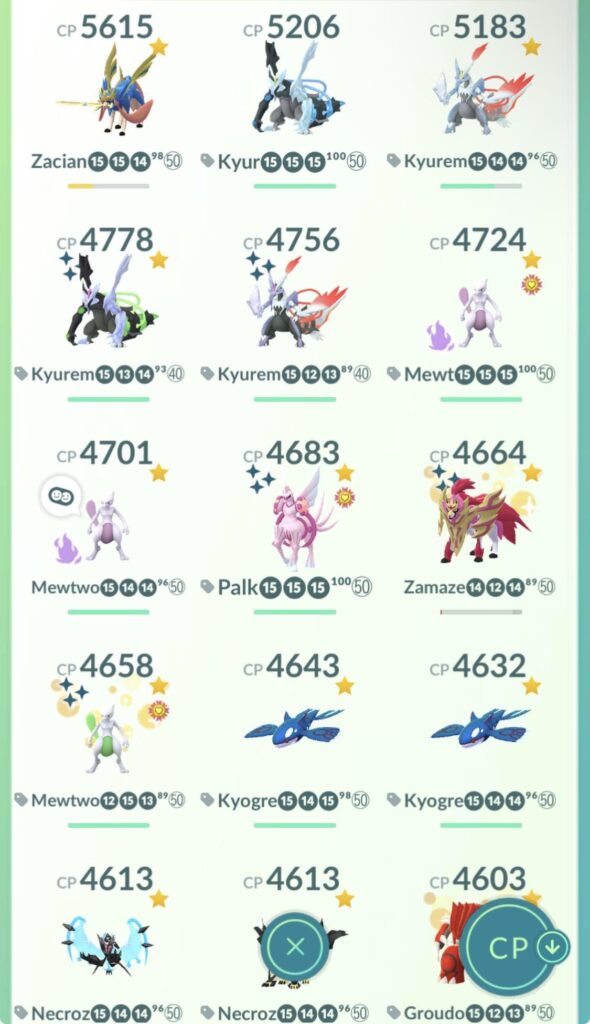 My top 15 Pokemon