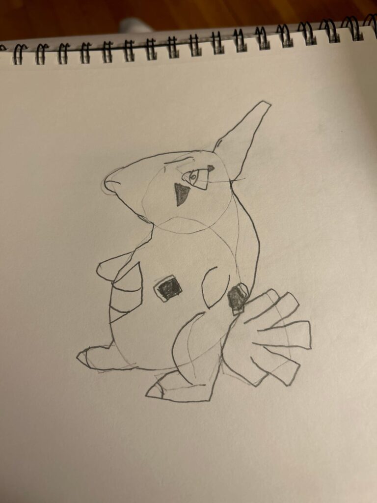 I redid my ugly larvitar drawing from 6 years ago