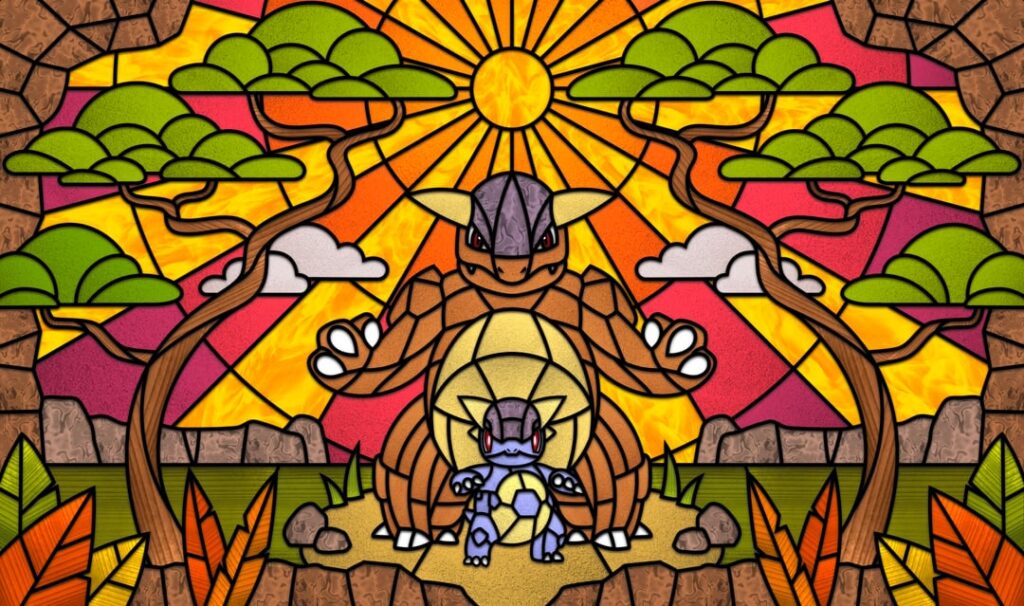 Pokémon stained-glass playmats! Designed by me. (OC)