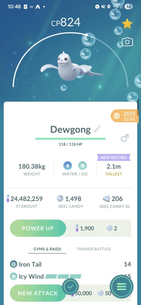 LAIC Twitch research: evolve any Seel to get any Dewgong with Icy Wind