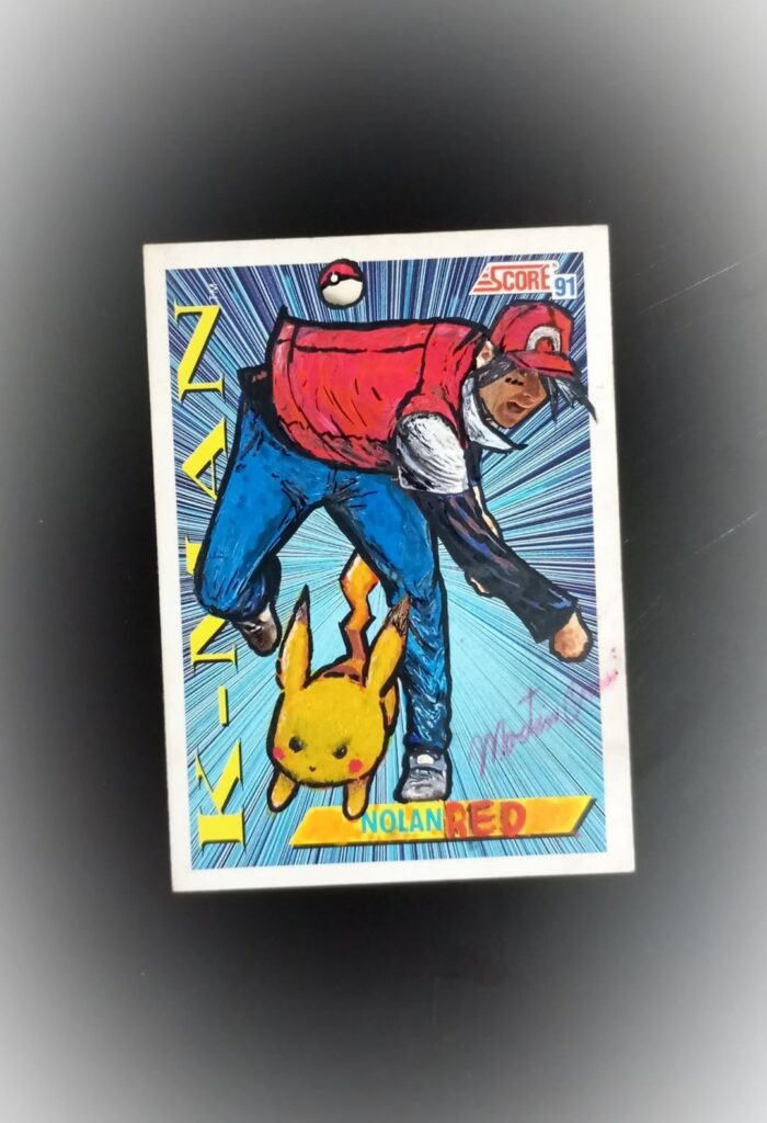 Pokemon art on a baseball card