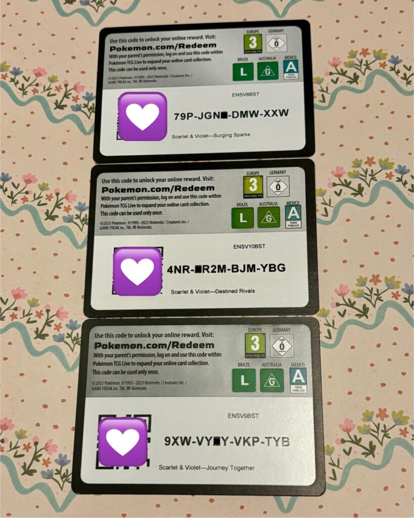 just 3 ptcgl codes