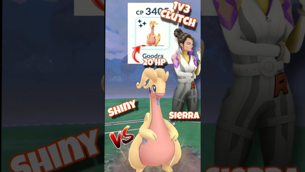 20 HP Shiny Goodra 1v3 Clutches Sierra #pokemon #pokemongo #youtubeshorts #goodra #battle