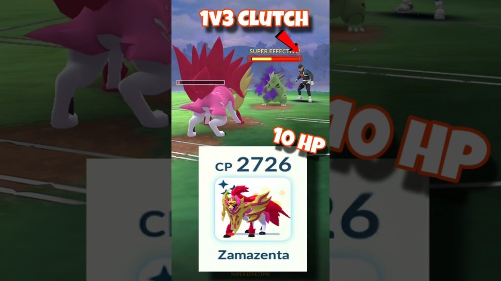 10 HP Shiny Shield Zamazenta 1v3 Clutches Leader Cliff #pokemon #pokemongo #youtubeshorts