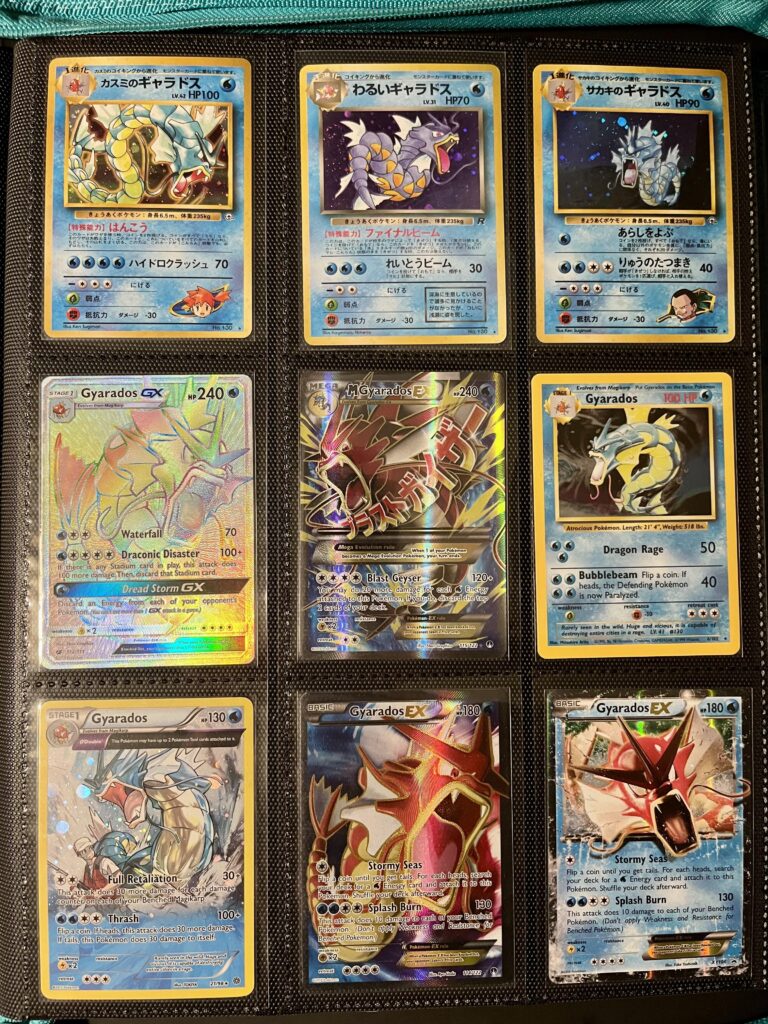 My Gyarados page is complete. Great pickups at a local show today, much needed after a hellish few weeks at work.