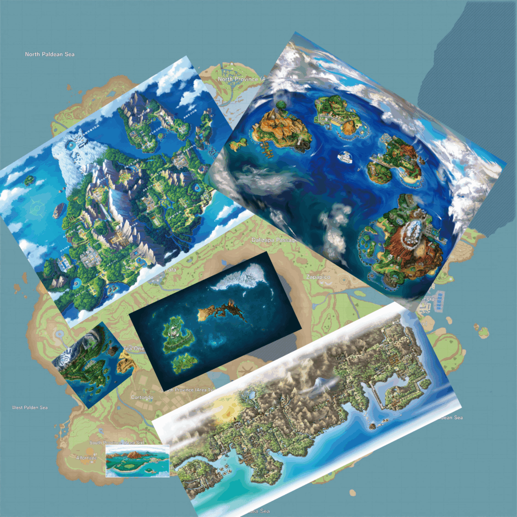 Using their real life equivalents as a size reference, here is roughly how many other regions can fit inside the Paldea region.