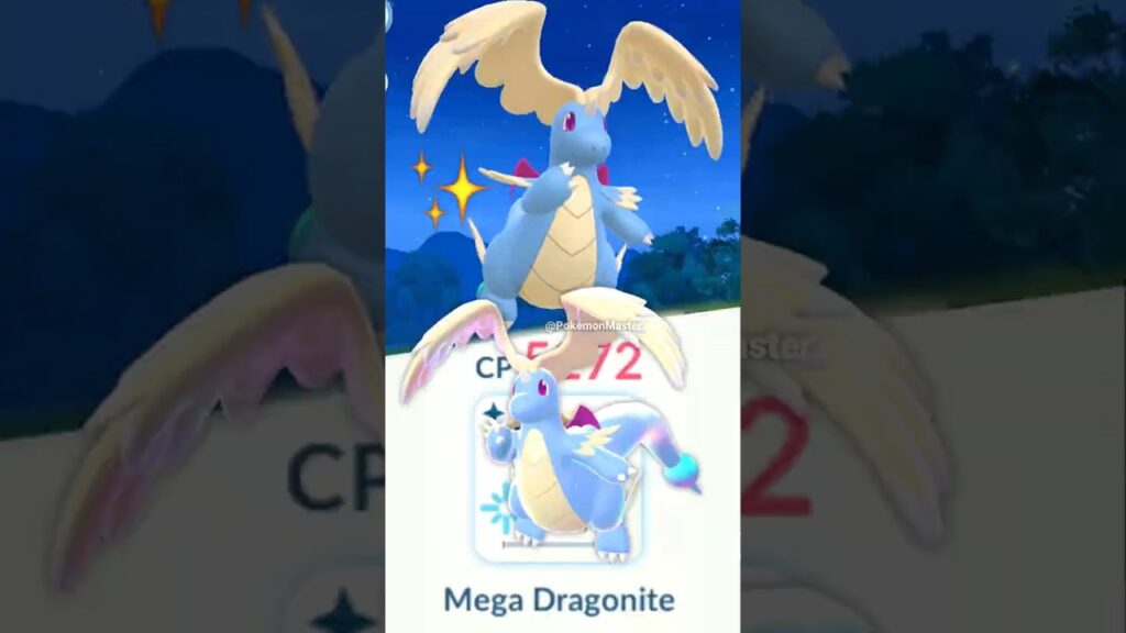 1.1 hp Shiny Mega DRAGONITE vs grunt In Pokemon GO