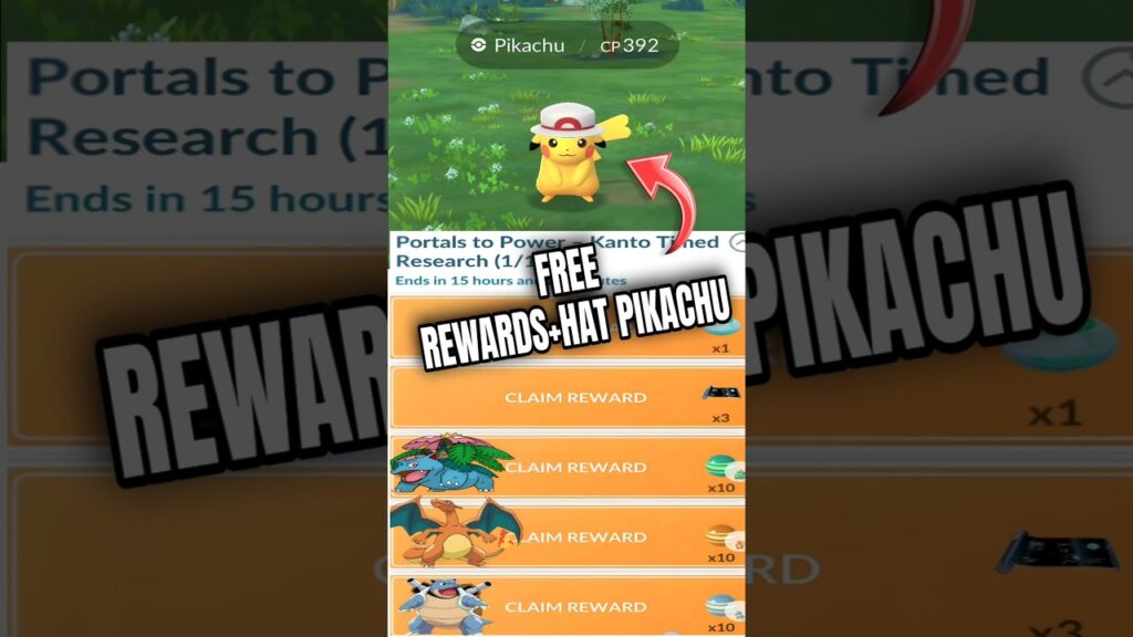 Claim Free Rewards + Hat Pikachu from this Research #pokemon #pokemongo #shortsfeed #pikachu #shorts