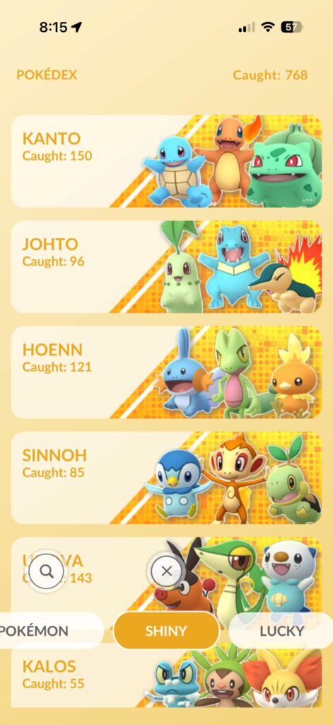 Current Complete Shiny Dex