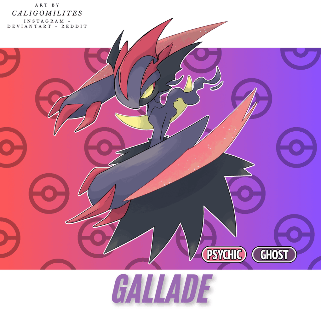 Regional Pokemon - Gallade - Psychic and Ghost Type