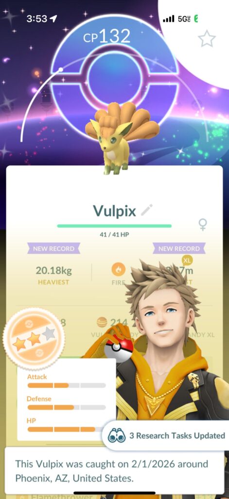 Got a shiny special background!My first ever shiny Vulpix too (already had alolan)