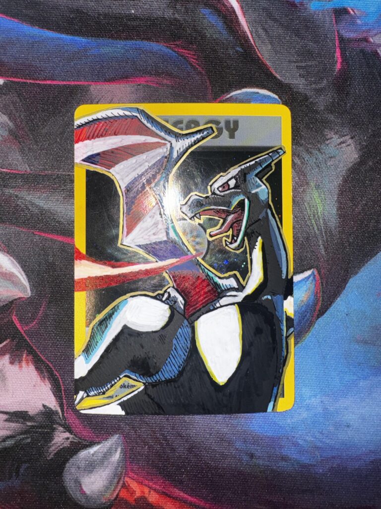 gold star charizard art on rainbow energy