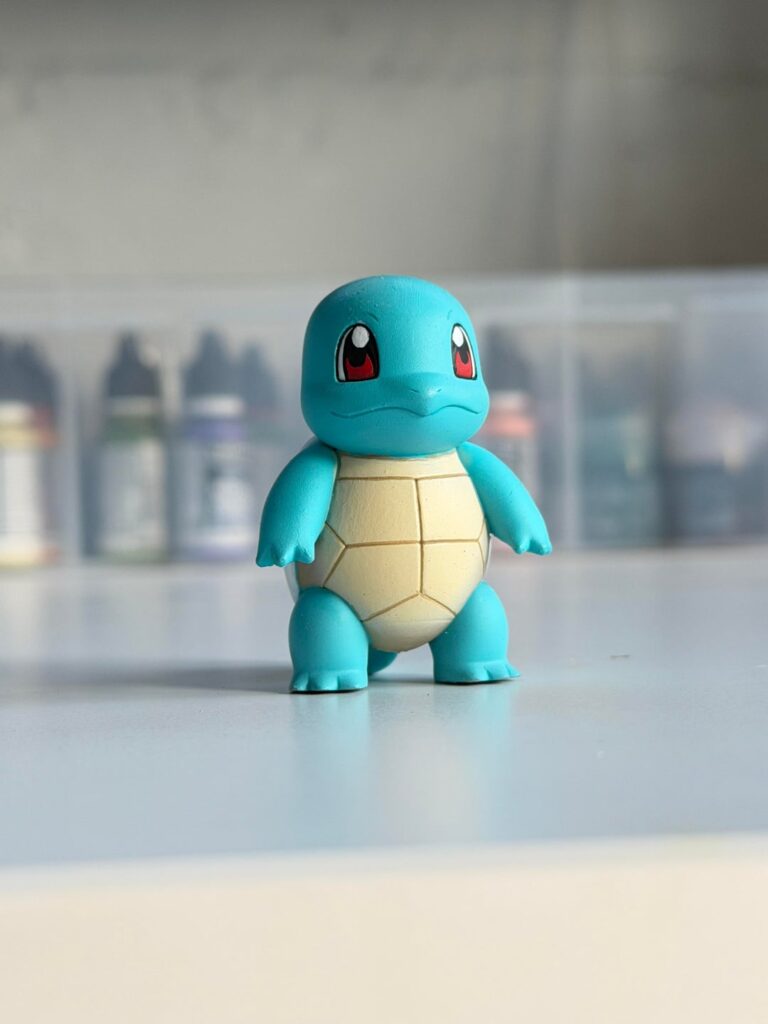 Squirtle, Wartortle and Blastoise printed and hand-painted