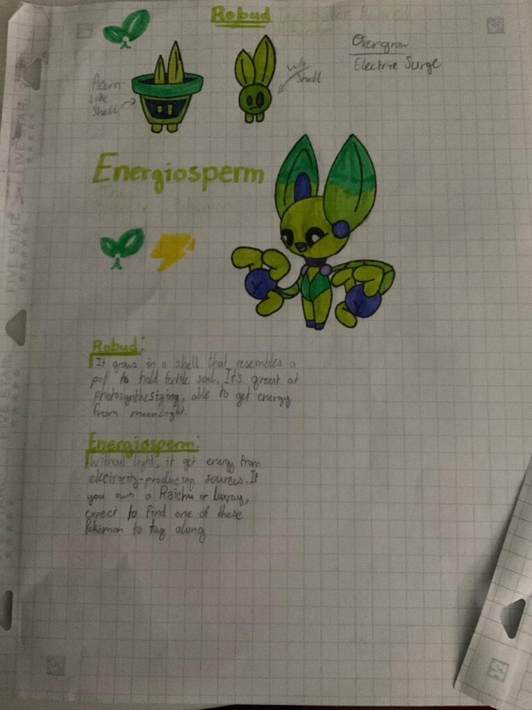 I’m trying to make a Grass-Rock-Ice starter trio. Here’s a Grass type based on the Firefly Petunia