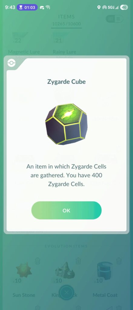 We can now hold 400 Zygarde Cells!