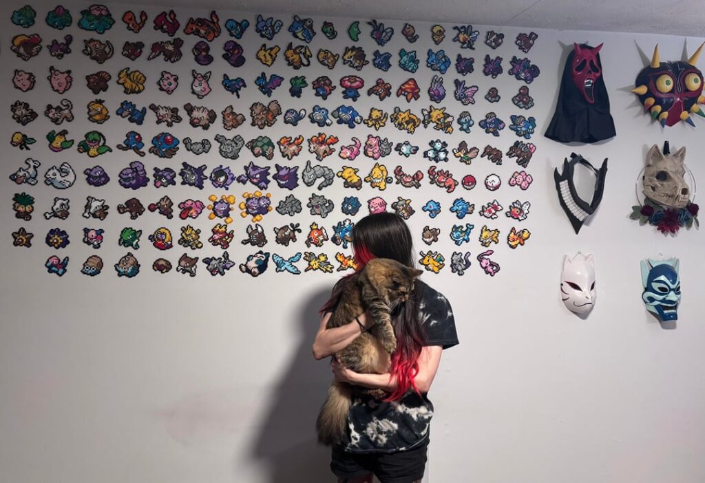 I finally hung up the PokePerlers I did last year!
