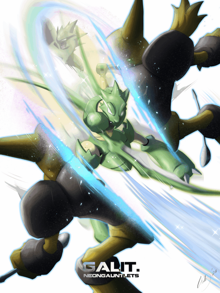 (OC) Pokemon fanart drawing. Scyther dueling Alakazam