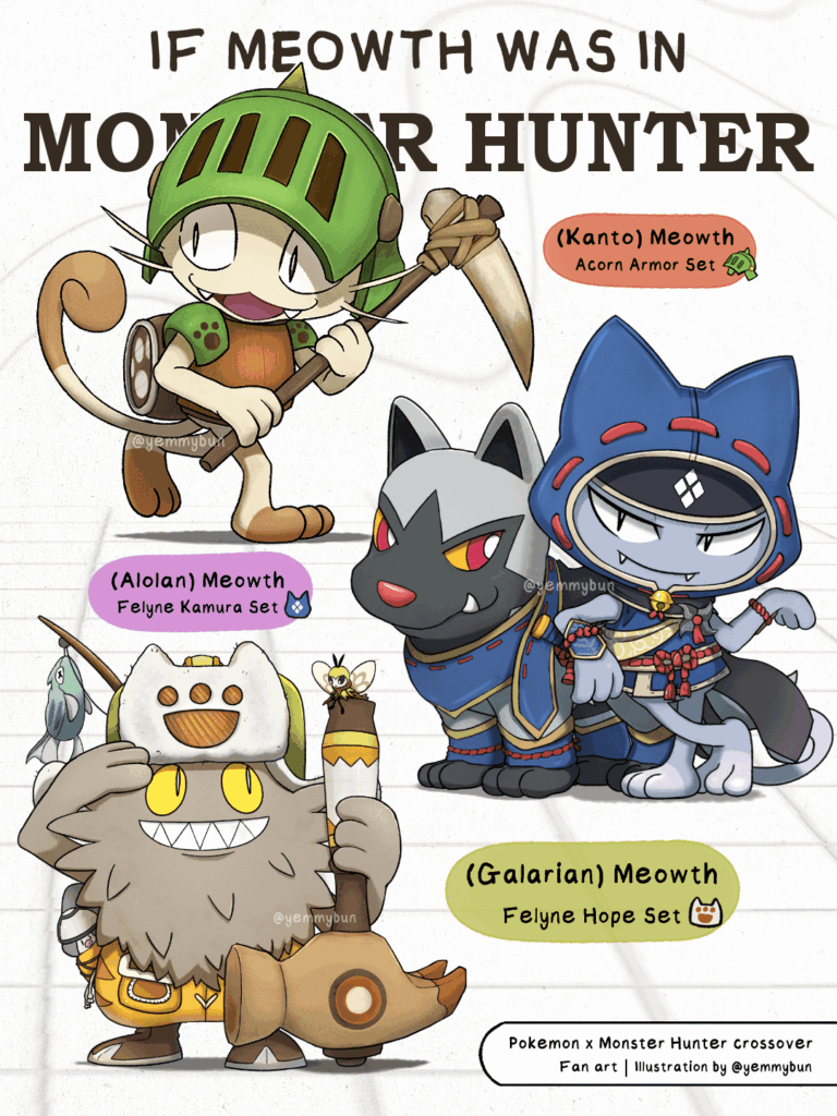 I did a Pokemon x Monster Hunter Crossover fanart (OC)